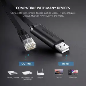 UGREEN 50773 USB Console Cable, USB 2.0 to RJ45 with RS232 FTDI Chip, 1.5M