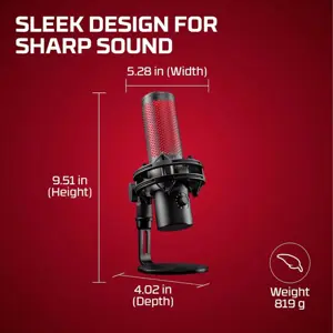 HyperX QuadCast 2 USB Microphone - Black, Gaming & Streaming Mic, On-Board Controls, RGB, Shock Mount, USB-C