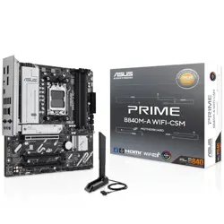 ASUS Prime B840M-A WiFi-CSM AM5 Motherboard - AMD Ryzen 7000/8000/9000 Support, DDR5, 4x DIMM (192GB Max), Wi-Fi, Micro-ATX