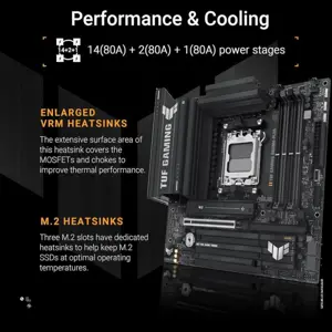 ASUS TUF Gaming B850M-PLUS Motherboard, AMD B850, Socket AMD AM5, mATX, DDR5, PCIe 5.0, 2X PCIe 4.0 M.2, Aura Sync