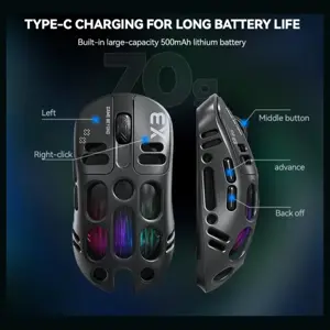 T-Wolf X3 RGB Wireless Gaming Mouse, Tri-Mode BT 2.4GHz Wired, 3311 Sensor, 12000 DPI