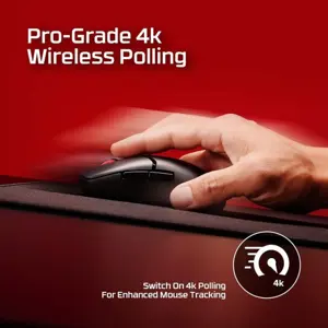 HyperX Pulsefire Saga Pro Wireless Gaming Mouse Modular Shell, 4k Polling Rate, Optical Switches, Up To 90h Battery, Black A2PB2AA