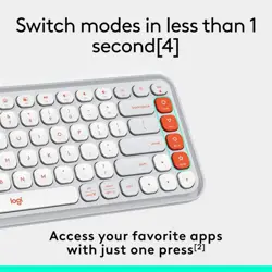 Logitech POP ICON KEYS Compact Wireless Keyboard | Off White & Orange