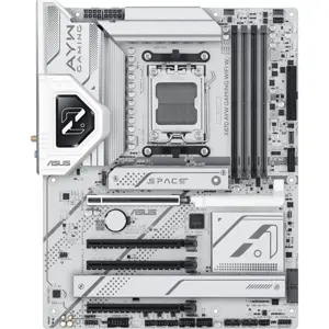 ASUS TUF GAMING X870-AYW GAMING WIFI 7 WHITE ATX Motherboard – AMD AM5, DDR5, PCIe 5.0, WiFi 6, Ryzen 7000/8000/9000 Support
