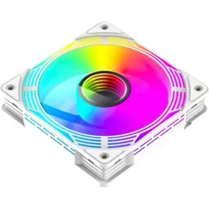 GameMax FN12A-C8I-RW 120mm ARGB PC Case Fan White Reversible Blades Infinity Mirror Center 5V 3pin Aura Sync 800-1600 RPM 4pin PWM