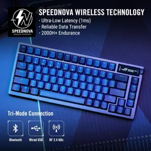 ASUS ROG Azoth 75% Wireless DIY Custom Gaming Keyboard - OLED Display, Hot-Swappable NX Switches, Triple-Layer Dampening, PBT Keycaps, RGB