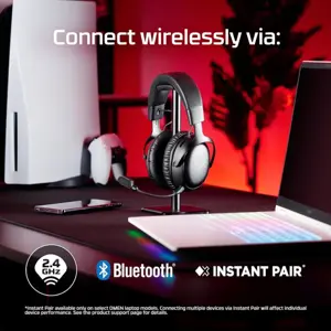 HyperX Cloud III S Wireless Gaming Headset 2.4GHz, Bluetooth, 53mm Angled Drivers, 10mm Detachable Mic, Up To 120h 2.4GHz/200h Bluetooth, Black Red A59Z0AA