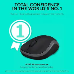 Logitech M185 Wireless Mouse, Compact Design, Grey