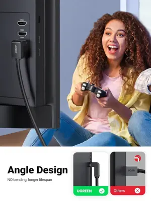 UGREEN 10173 HDMI 2.0 Cable Right Angle 4K 90 Degree 4K@60Hz 2M