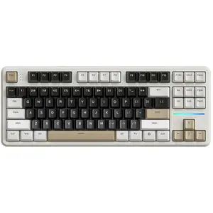 ATTACK SHARK X87 Tri-Mode Gasket Mechanical Keyboard, 80% Layout, Tri-Mode Bluetooth 5.1 and 2.4G and Type-C, Hot-Swappable, RGB, 4000mAh, Cheese White
