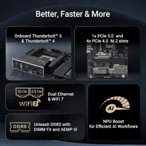 ASUS ProArt Z890-Creator WiFi ATX Motherboard – LGA1851, DDR5, Thunderbolt 5, WiFi 7, PCIe 5.0, Creator & Workstation Board
