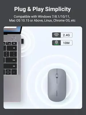 UGREEN 90373 Portable Wireless Mouse: Sleek Grey Design for On-the-go