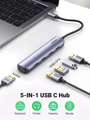 UGREEN 20197 USB C 5-in-1 Multiport Hub HDMI 4K@30Hz with 4 USB 3.0 Ports