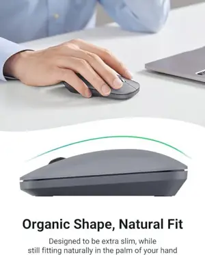 UGREEN 90373 Portable Wireless Mouse: Sleek Grey Design for On-the-go