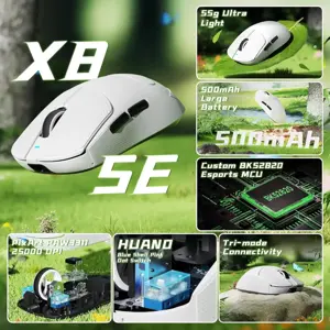 Attack Shark X8 SE Wireless Gaming Mouse, 55g Ultra-Lightweight Wired/BT/2.4GHz Wireless Programmable Mouse - White