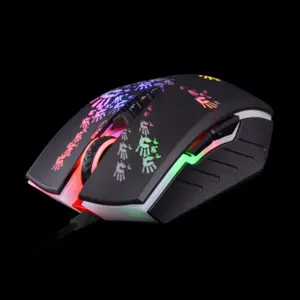 Bloody A60 Light Strike Neon RGB Gaming Mouse Ultra Core 3 & 4 Activated 6200 CPI Optical Sensor 0.2ms Esports Wired Gaming Mouse Stone Black