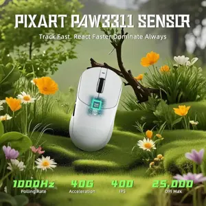 Attack Shark X8 SE Wireless Gaming Mouse, 55g Ultra-Lightweight Wired/BT/2.4GHz Wireless Programmable Mouse - White