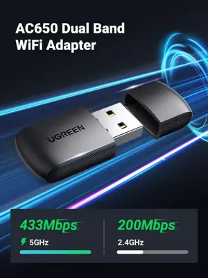 UGREEN 20204 AC650 Dual Band USB WiFi Dongle Mini Wireless