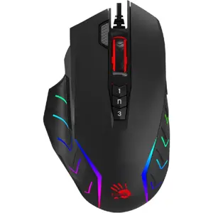 Bloody J95S RGB Gaming Mouse Activated 8000 CPI Optical Sensor Wired Esports Gaming Mouse with 9 Programmable Buttons, 2-Fire Button & RGB Animation Black