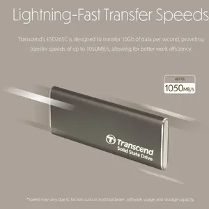 Transcend ESD265C Portable SSD 1TB – USB 3.2 Gen 2, Up to 1050MB/s, Iron Gray