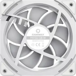 GameMax FN12A-C8I-W 120mm ARGB PC Case Fan White Infinity Mirror Center 5V 3pin Aura Sync 800-1600 RPM 4pin PWM High-Performance Quiet Cooling