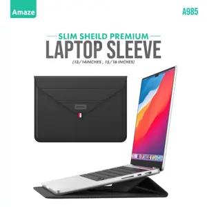 Amaze A985 Slim Shield Premium Laptop Sleeve - Convertible Stand | Multi-Color