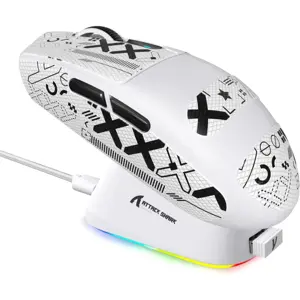 Attack Shark G3Pro Wireless Gaming Mouse with RGB Charging Dock – White / Black