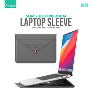 Amaze A985 Slim Shield Premium Laptop Sleeve - Convertible Stand | Multi-Color