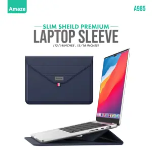 Amaze A985 Slim Shield Premium Laptop Sleeve - Convertible Stand | Multi-Color