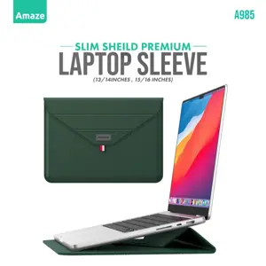 Amaze A985 Slim Shield Premium Laptop Sleeve - Convertible Stand | Multi-Color