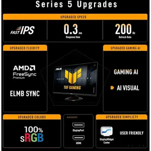 ASUS TUF Gaming VG279Q5R 27" Full HD Fast IPS Esports Monitor - 200Hz 0.3ms Adaptive-Sync HDR10