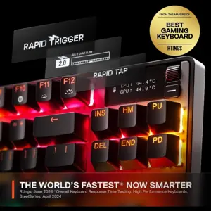 SteelSeries Apex Pro TKL Wireless Gen 3 Gaming Keyboard OmniPoint 3.0 Hall Effect Switches, Adjustable Actuation, Rapid Trigger, Rapid Tap, Game-Ready Presets, American QWERTY 64871