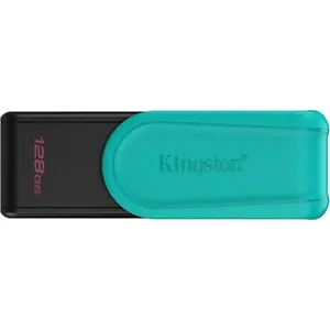 Kingston DataTraveler Exodia S USB Flash Drive, 128GB, USB 3.2 Gen 1, Swivel Cap, Black/Turquoise