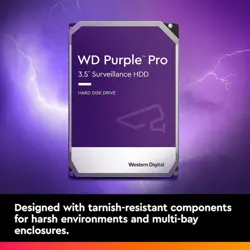WD Purple Pro 12TB Surveillance Hard Drive HDD – AI-Enabled NVR & Video Analytics Storage, SATA 256MB Cache