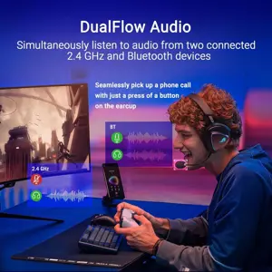 ASUS ROG Delta II A701 Black Wireless Gaming Headset Tri-Mode Connectivity Hi-Res Audio RGB Gaming Headphones for PC & Console