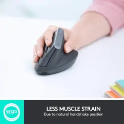 Logitech MX Vertical Mouse 4000 DPI, Bluetooth/Radio Frequency, USB-C, Optical, 4 Buttons, Graphite