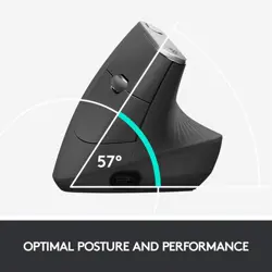 Logitech MX Vertical Mouse 4000 DPI, Bluetooth/Radio Frequency, USB-C, Optical, 4 Buttons, Graphite