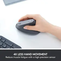 Logitech MX Vertical Mouse 4000 DPI, Bluetooth/Radio Frequency, USB-C, Optical, 4 Buttons, Graphite