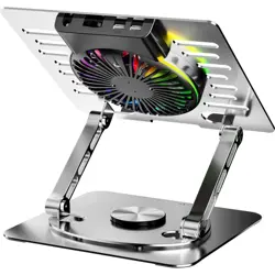 Amaze A525 Laptop Aluminum Rotatable RGB Cooling Stand - 110mm Fan, 10 RGB Modes, 360 Plate