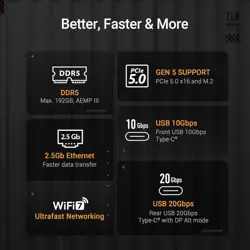 ASUS TUF Gaming B860M-Plus WiFi B860 LGA 1851 mATX Motherboard – DDR5, PCIe 5.0, WiFi 7, 12+1+2+1 Power Stages, Core Ultra Ready
