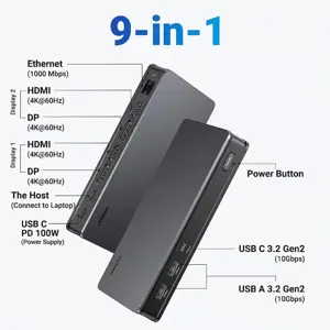 UGREEN 90912 Revodok Pro 209 USB C Triple Display Docking Station 9-in-1 Dual Monitor 4K@60Hz