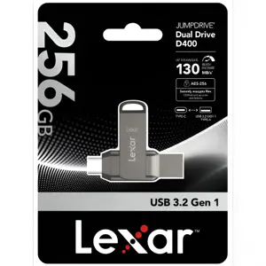Lexar JumpDrive E32c 256GB USB 3.2 Gen 1 Type-C OTG Flash Drive – Dual USB-C & USB-A High-Speed Metal USB Drive