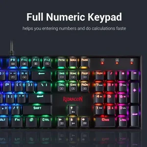 Redragon K551 RGB-1 MITRA Wired Mechanical Keyboard with Blue Switches - Black