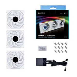Lian Li 12RSLIND1F3W UNI FAN SL-INF Flex LCD 120 Reverse Blade Fan Triple Pack (3pcs) – White, LCD ARGB Case Fans
