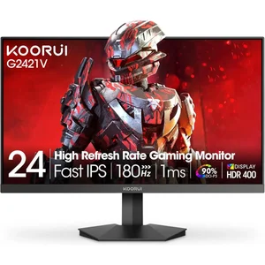 Koorui G2421V 24" Gaming Monitor, 180Hz 1ms Fast IPS Monitor, 1440P HDR400 Display, 90% DCI-P3 Color Gamut, Adaptive Sync, Slim Frame, VESA Mountable, HDMI 2.0, DP 1.4