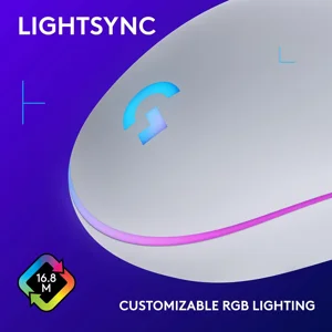 Logitech G203 Lightsync Wired Gaming Mouse - White, 8000 DPI, 6 Programmable Buttons, RGB Lighting - 910-005797