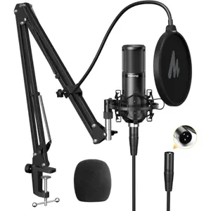 Maono PM320 Condenser Studio Microphone Set with Boom Arm | XLR Cardioid 16mm Diaphragm Studio Mic with Shock Mount Full Metal Body for Recording & Streaming