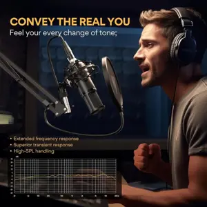 Maono PM320 Condenser Studio Microphone Set with Boom Arm | XLR Cardioid 16mm Diaphragm Studio Mic with Shock Mount Full Metal Body for Recording & Streaming