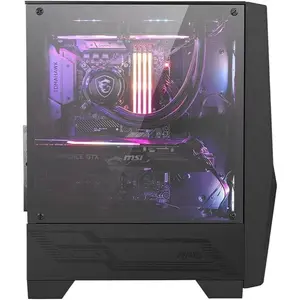 MSI MAG Forge 100R Mid-Tower ATX Gaming Case - Black, ARGB Fans, Mystic Light Sync, Tempered Glass Panel