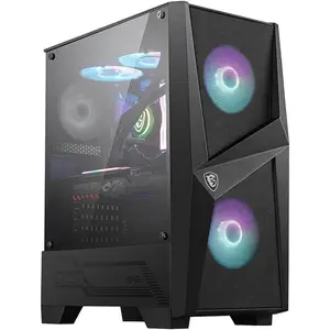 MSI MAG Forge 100R Mid-Tower ATX Gaming Case - Black, ARGB Fans, Mystic Light Sync, Tempered Glass Panel